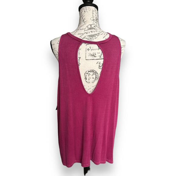 New Torrid Super Soft Knits Keyhole Neck Pink Ribbed Stretch Swing Tank Top 00 - Picture 3 of 5